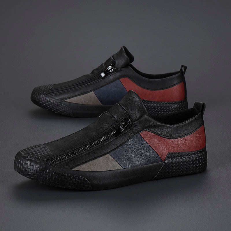 Comfortable artistic men's sneakers with a vibrant color block design.