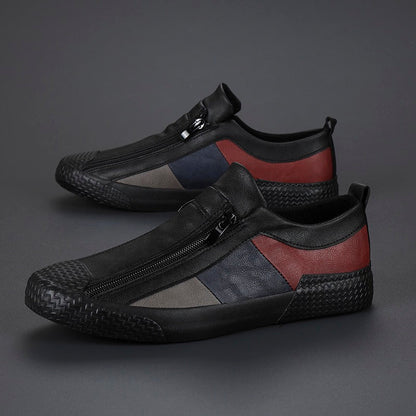 Comfortable artistic men's sneakers with a vibrant color block design.