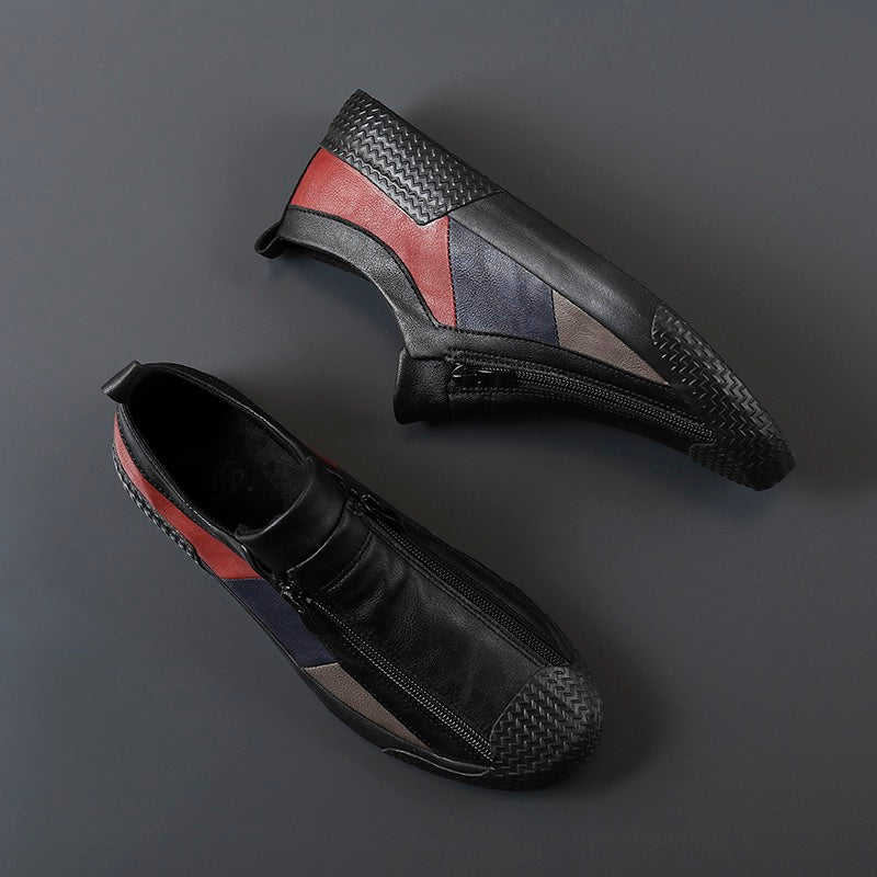 Fashion-forward men's color block sneakers for stylish street outfits.