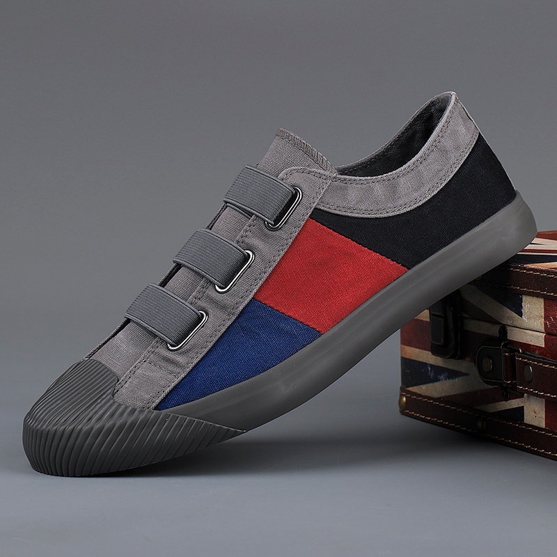Men's fashion sneakers, impressionist design, featuring stretch lace for easy wear.