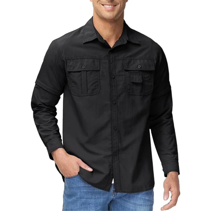 Stay dry & protected with this men's quick-dry UV protection convertible outdoor shirt for all adventures.