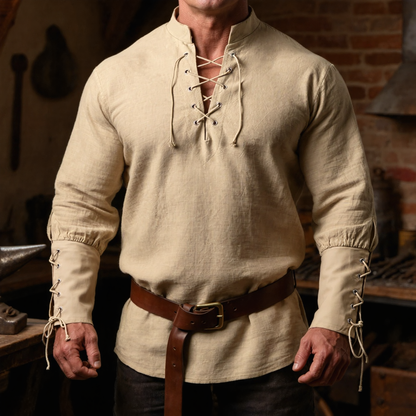 Ashby men's medieval shirt. Vintage-inspired, ideal for fantasy costumes, festivals & unique casual fashion.