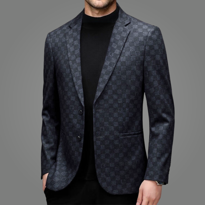 Stylish men's Astaire check patterned evening jacket, slim fit, ideal for smart casual & formal party wear.