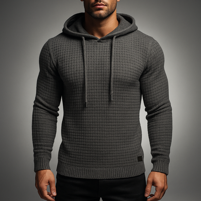 Stylish Men's Atlas Pullover Hoodie with a modern fit & long sleeves, ideal for adaptable casual wear.
