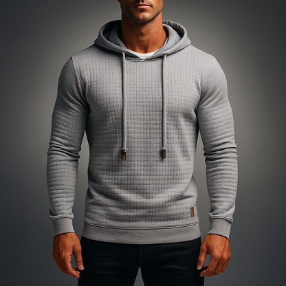Comfortable Men's Atlas Pullover Hoodie, a soft comfort layer for everyday style. Long sleeve hooded top.