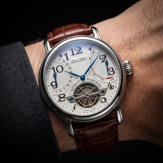 Men's automatic self-winding watch with a sophisticated black dial and polished stainless steel case, perfect everyday timepiece.