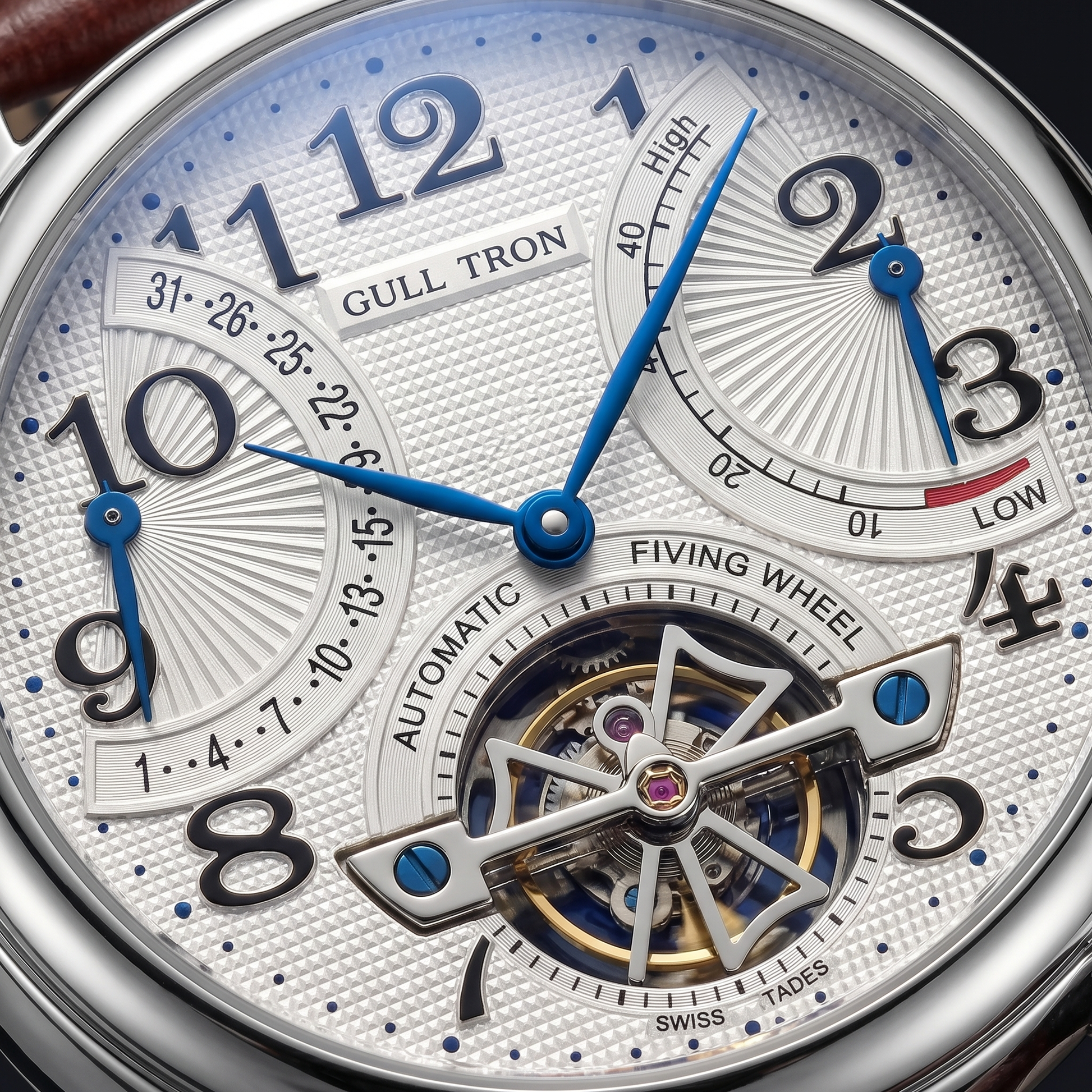 Rear view of a men's automatic self-winding watch, revealing intricate mechanical details on its durable stainless steel case back.