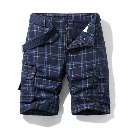 Men's Aventura check cargo shorts. Ideal for adventure, casual wear & summer fashion.
