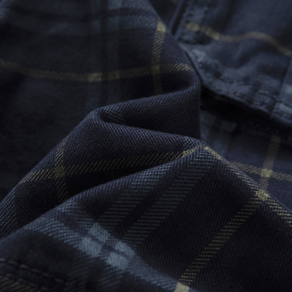 Aventura men's check cargo shorts. Perfect for outdoor activities, travel, and casual style.