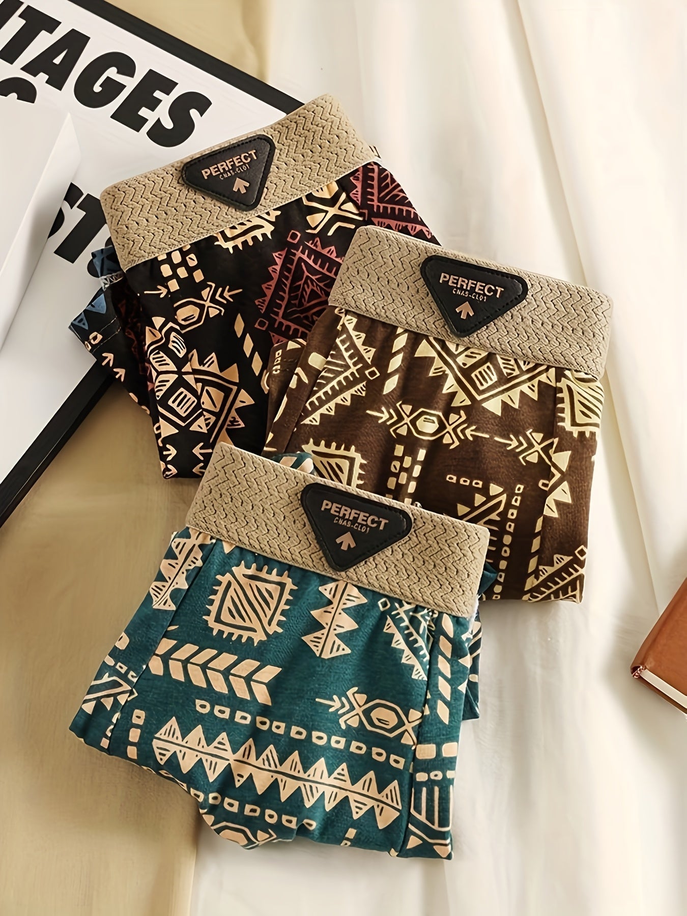 Aztec pattern men's boxer briefs. Soft, breathable modal underwear with stretch for ultimate comfort.
