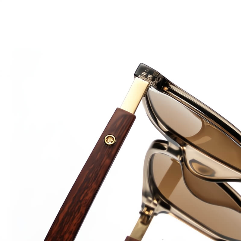 Wood frame men's sunglasses, Barcelona style, with polarized lenses for superior glare reduction & eye protection.