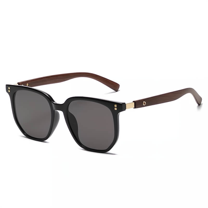 Sleek Barcelona men's sunglasses featuring natural wood frames & polarized lenses for optimal glare protection.