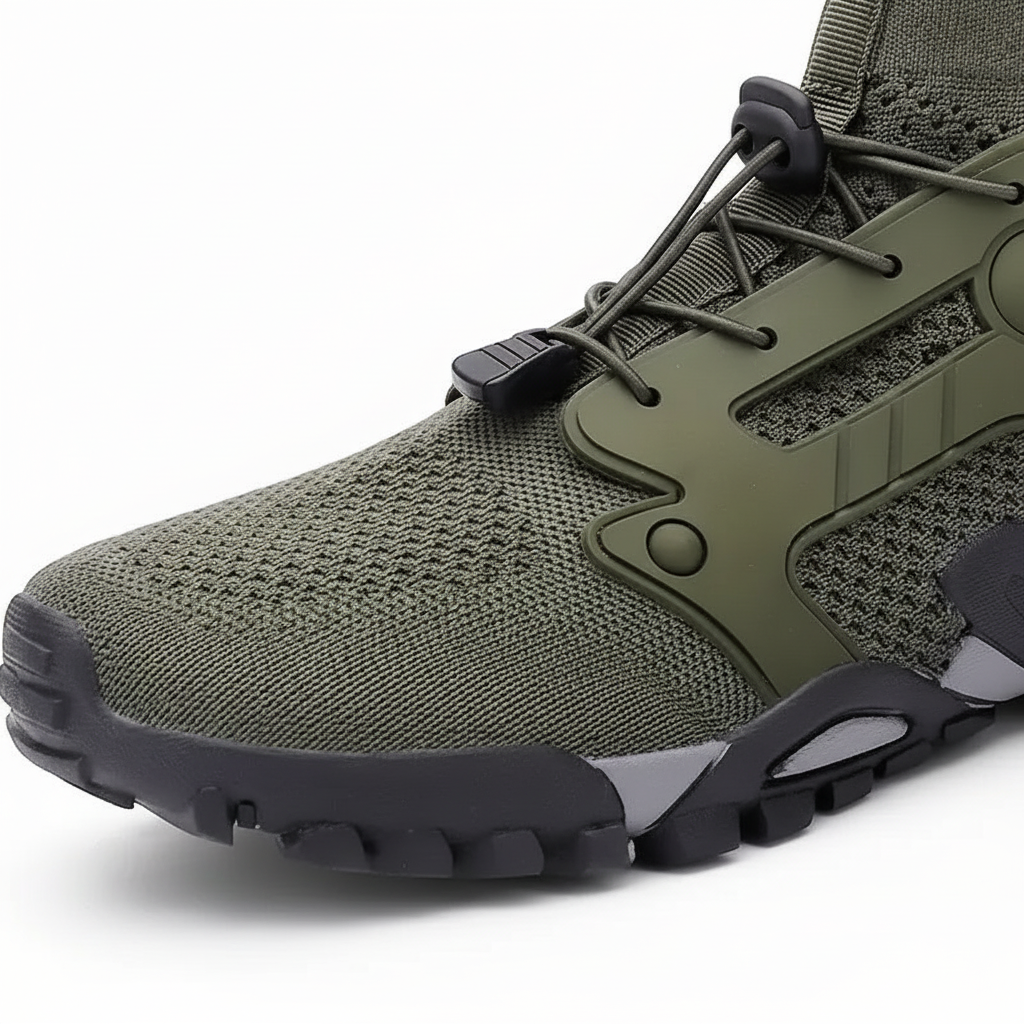 Athletic men's barefoot high-shaft shoes designed for trail walking, providing comfort & natural feel.