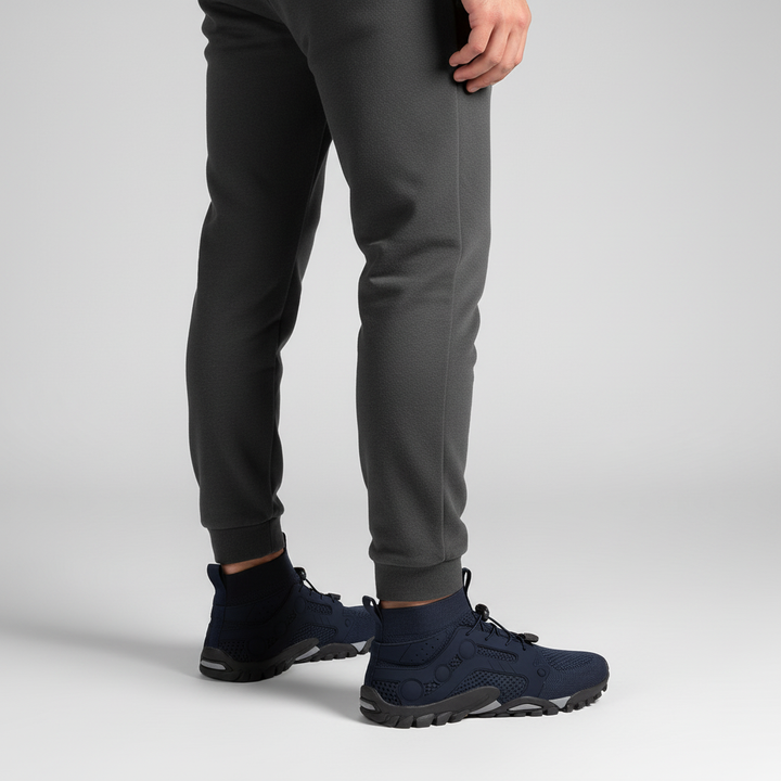 Lightweight men's high-shaft barefoot walking shoes with non-slip sole, perfect for comfortable trail use.