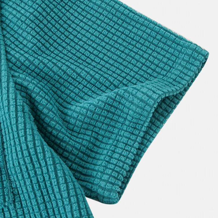Relaxed fit textured waffle button-up shirt for men, comfortable & casual.