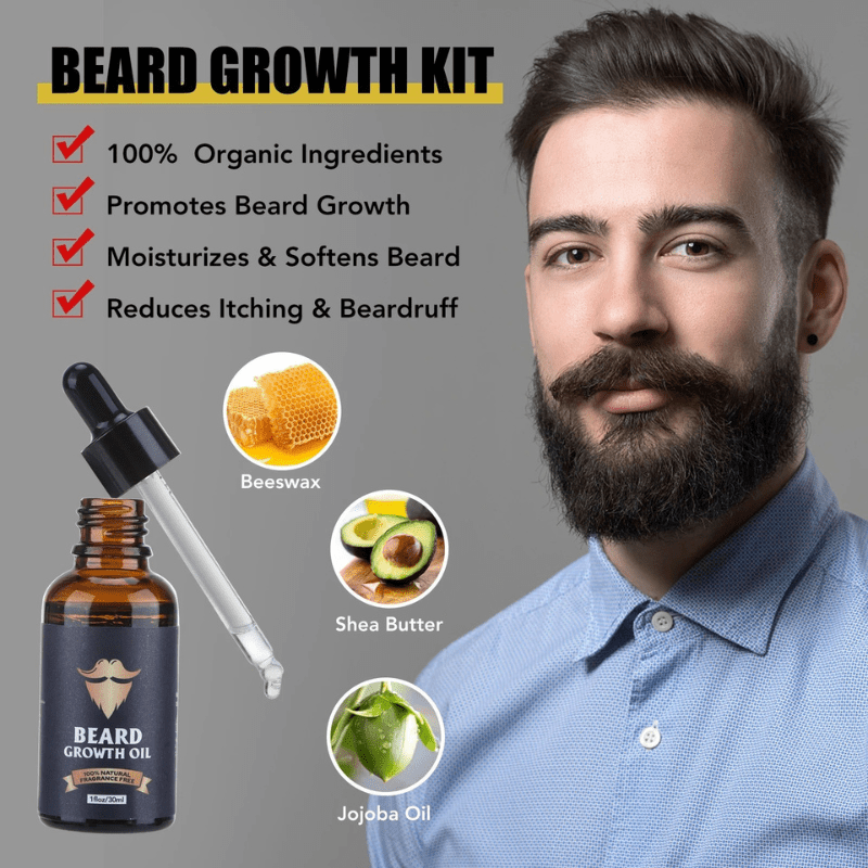 Ultimate men's beard growth kit for a thick, healthy, & stylish beard.