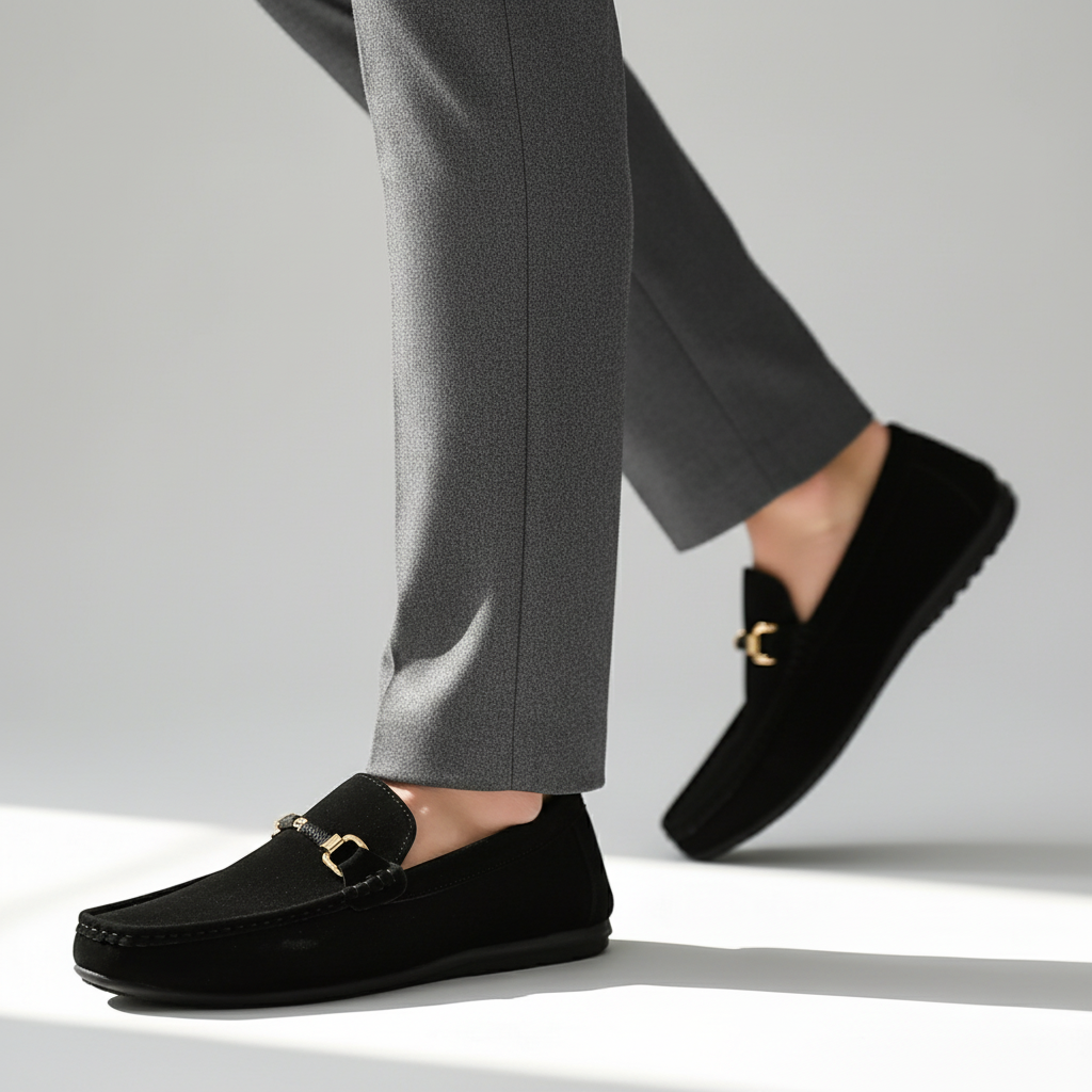 Stylish Bellano men's loafers, slip-on design featuring a prominent buckle for a sophisticated & comfortable look.
