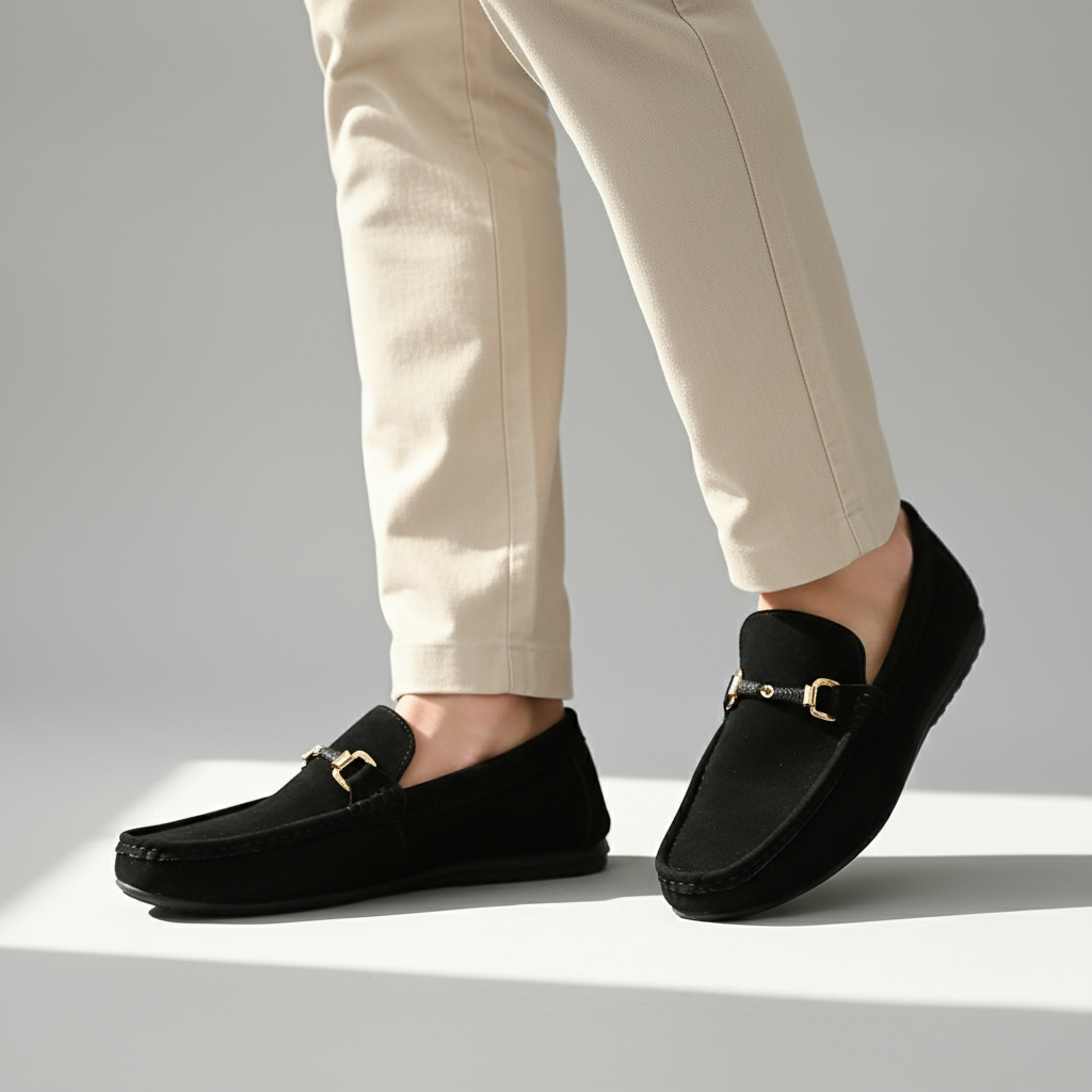Premium men's Bellano slip-on loafers, fashionable & comfortable dress shoes with a sleek buckle for any occasion.