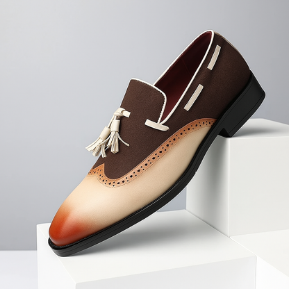 Comfortable slip-on men's loafers with a stylish gradient finish and double tassels.