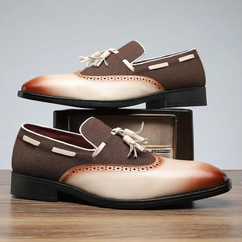 Men's Bellano formal tassel loafers with a sleek gradient finish and comfortable slip-on design.