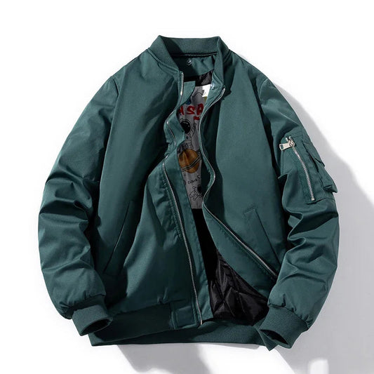 Men's black Astro bomber jacket, perfect for stylish layering and casual streetwear fashion.