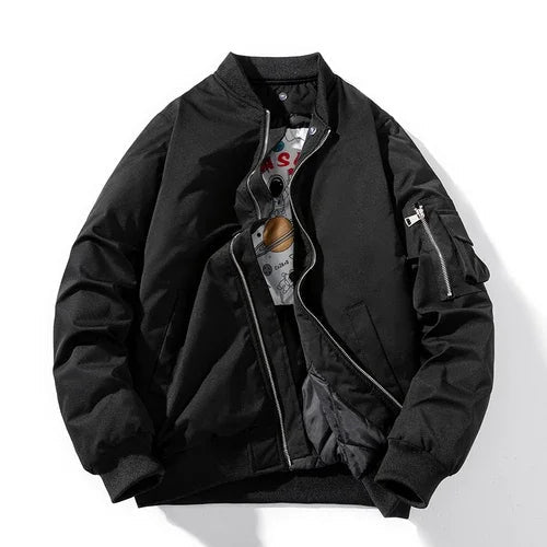 Stylish men's Astro bomber jacket, ideal outerwear for fashion-forward layering in casual settings.