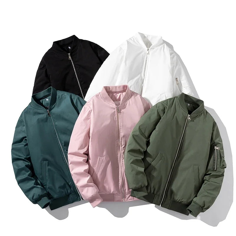 Sleek men's Astro bomber jacket, elevating streetwear outfits with its modern design and comfortable fit.
