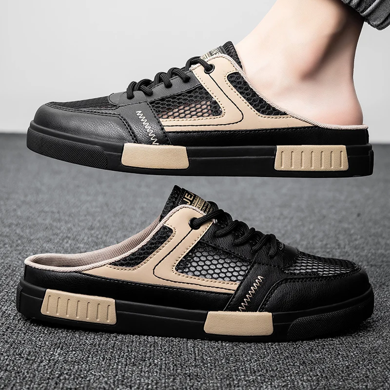 Stylish men's black sneaker slides with modern design, perfect casual footwear for everyday comfort.