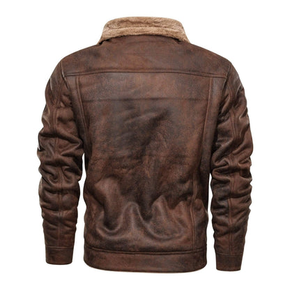 Stylish men's faux fur lined biker jacket, black, with a practical removable hood, perfect for cold weather