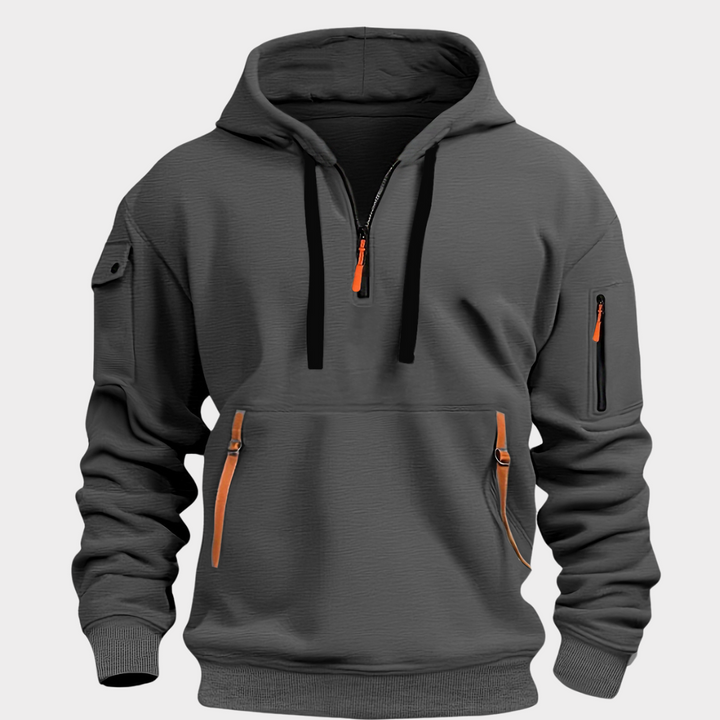 Diego men's long-sleeve half-zip pullover, ideal for everyday urban style and comfort.