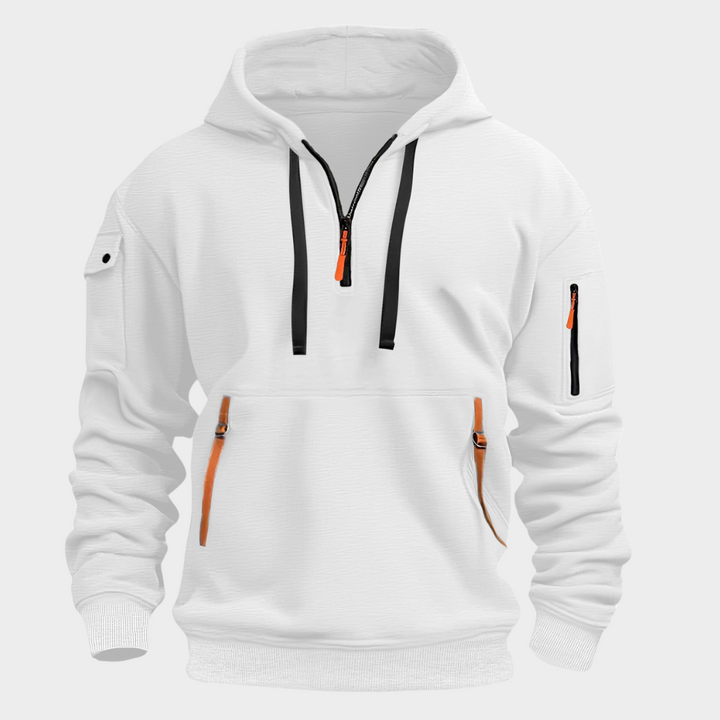 Navy men's half-zip hoodie, Diego collection, ensuring comfort and modern urban style.