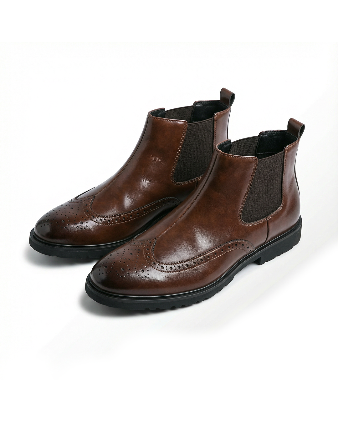 Men's black leather Chelsea boots, stylish slip-on design for all-day comfort & everyday wear.