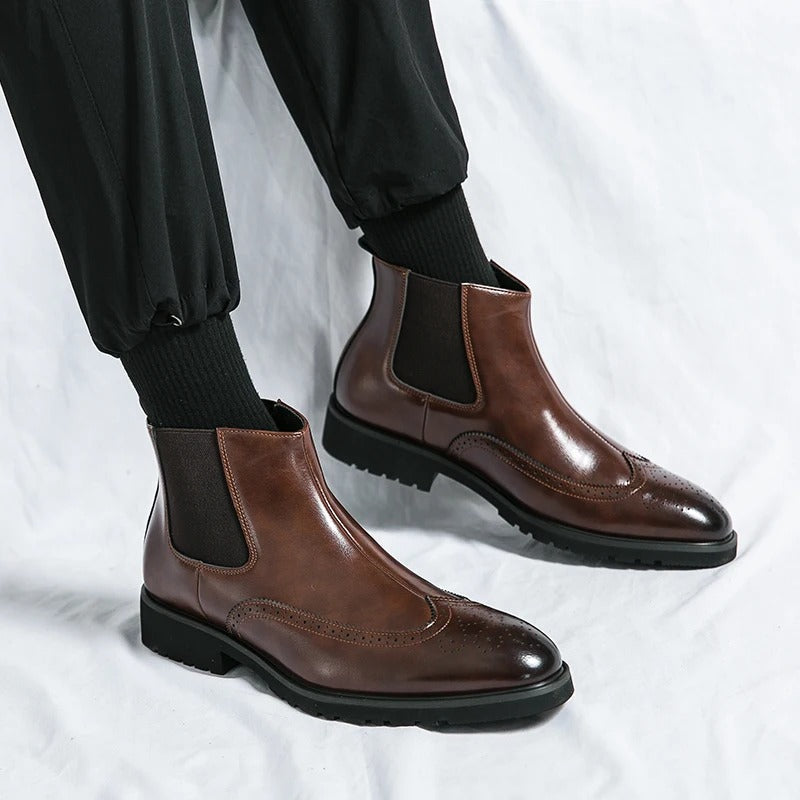Men's slip-on black Chelsea boots, perfect for quick wear and a polished, comfortable look.
