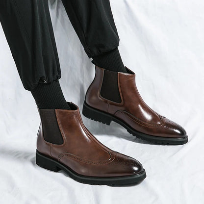 Men's slip-on black Chelsea boots, perfect for quick wear and a polished, comfortable look.