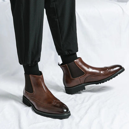 Fashionable men's brown Chelsea ankle boots, combining comfort with modern menswear style.