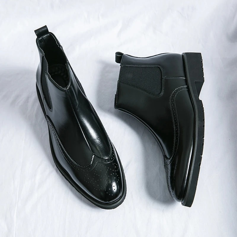 Men's black Chelsea boots, designed for ultimate comfort and elegant, everyday stylish footwear.