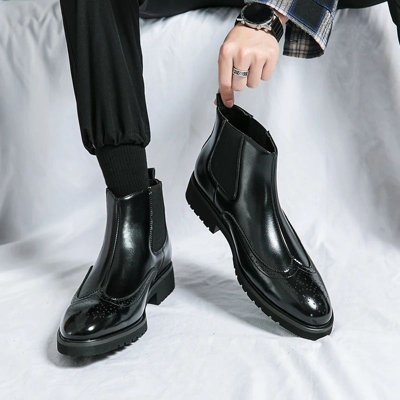 Versatile brown Chelsea boots for men, perfect for casual outings or smart dress ensembles.