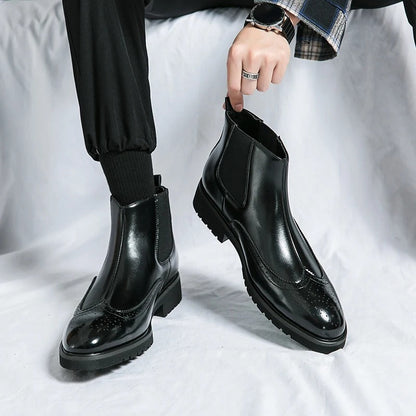Versatile brown Chelsea boots for men, perfect for casual outings or smart dress ensembles.