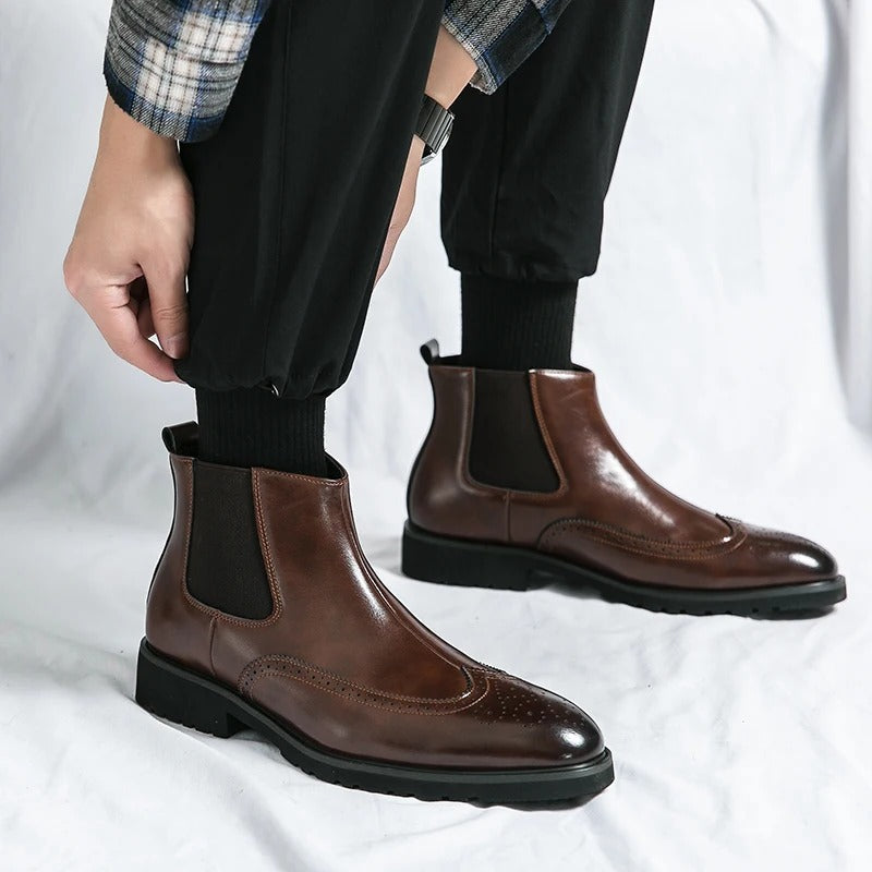 Premium men's brown Chelsea boots, offering sleek design and comfortable support for daily wear.