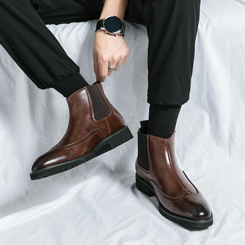 Men's black Chelsea boots, a comfortable and fashionable choice for both work and weekend.