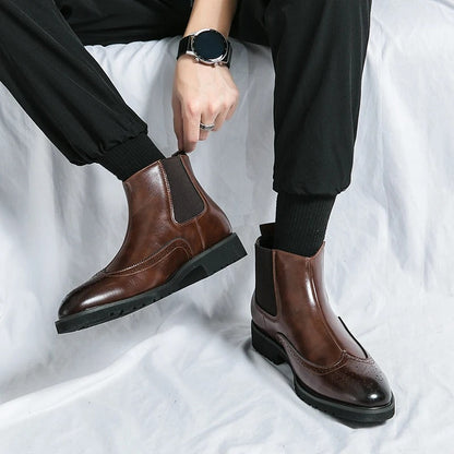 Men's black Chelsea boots, a comfortable and fashionable choice for both work and weekend.