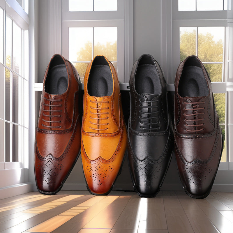 Sophisticated men's black Oxford brogue shoes, essential for a polished and professional appearance.