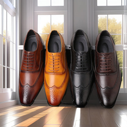 Sophisticated men's black Oxford brogue shoes, essential for a polished and professional appearance.