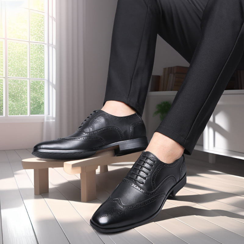 Gentlemen's elegant dress shoes, Oxford brogue style for weddings, office, and events.