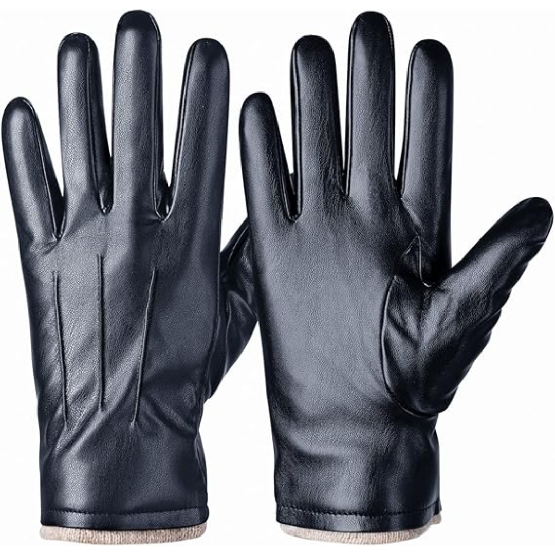 Premium men's leather touchscreen winter gloves. Ideal for driving, outdoor activities & device use in the cold.