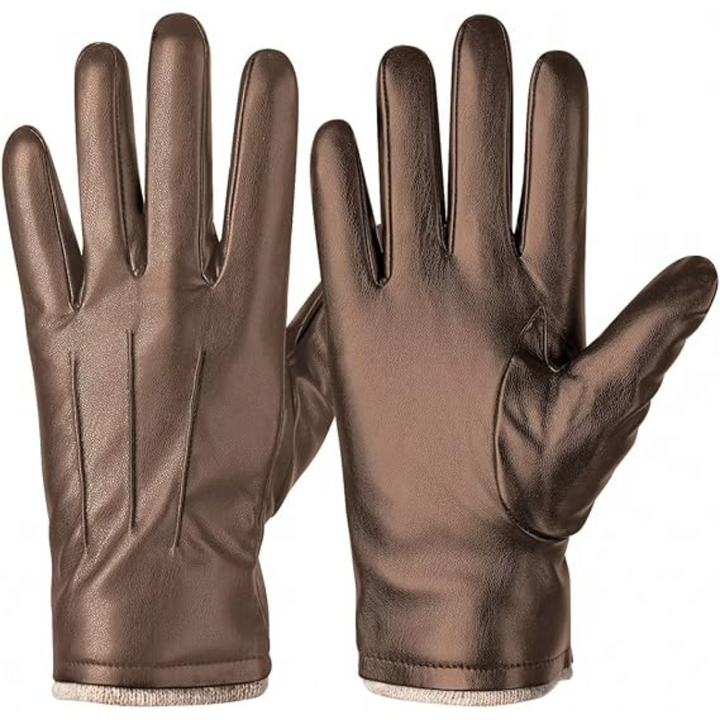 Stylish men's insulated leather winter gloves. Perfect for cold weather fashion, warmth, and touchscreen functionality.