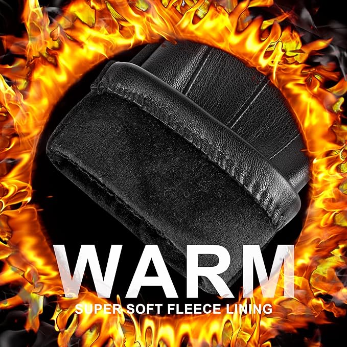 Keep hands warm & connected with men's leather touchscreen winter gloves. Great for daily wear & driving in cold.