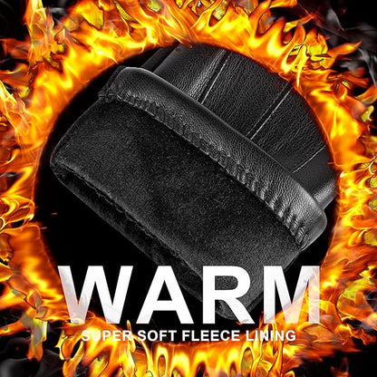 Keep hands warm & connected with men's leather touchscreen winter gloves. Great for daily wear & driving in cold.