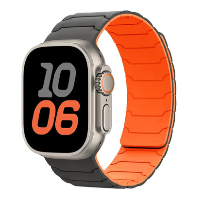 Comfortable men's black silicone smartwatch strap; sweat-resistant, flexible for daily wear & active use.