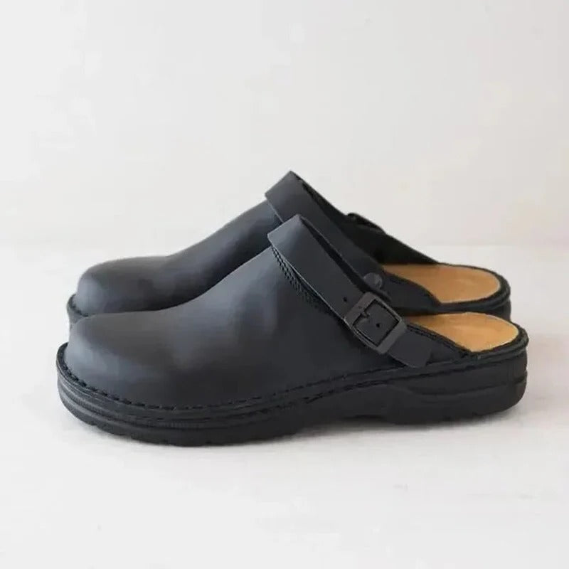 Comfortable men's genuine leather indoor shoes. Orthopedic support for daily foot pain relief.